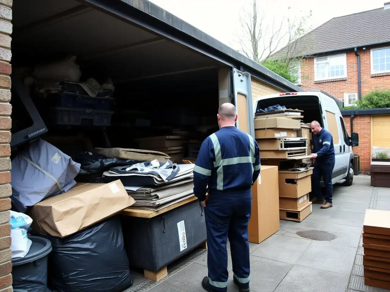 Débarras d'un garage à Strasbourg : encombrants triés et chargés dans un utilitaire